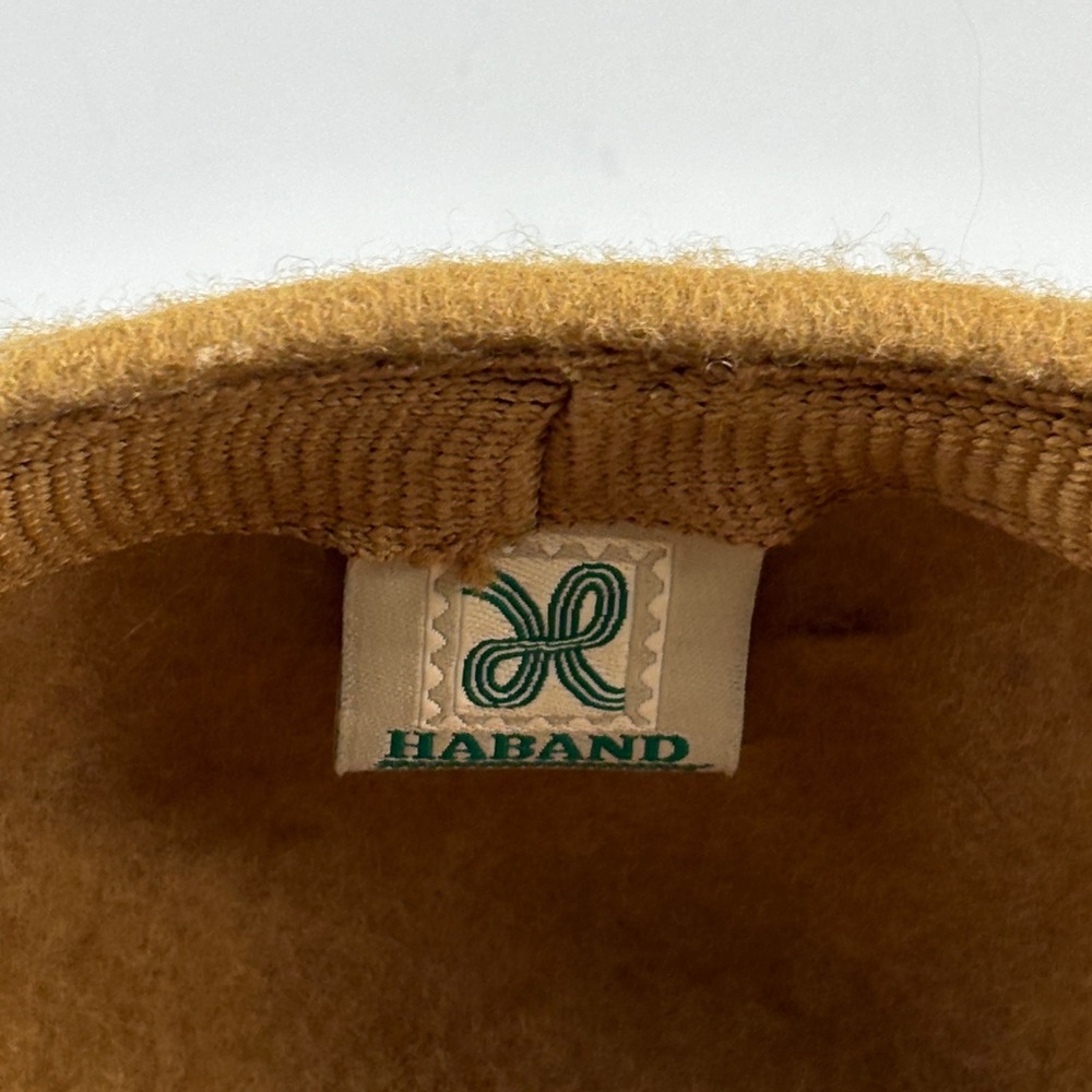 Vtg Haband Flat Cap Camel Mens Medium Brown 100% Wool Ivy Newsboy Hat 862 - Picture 7 of 7